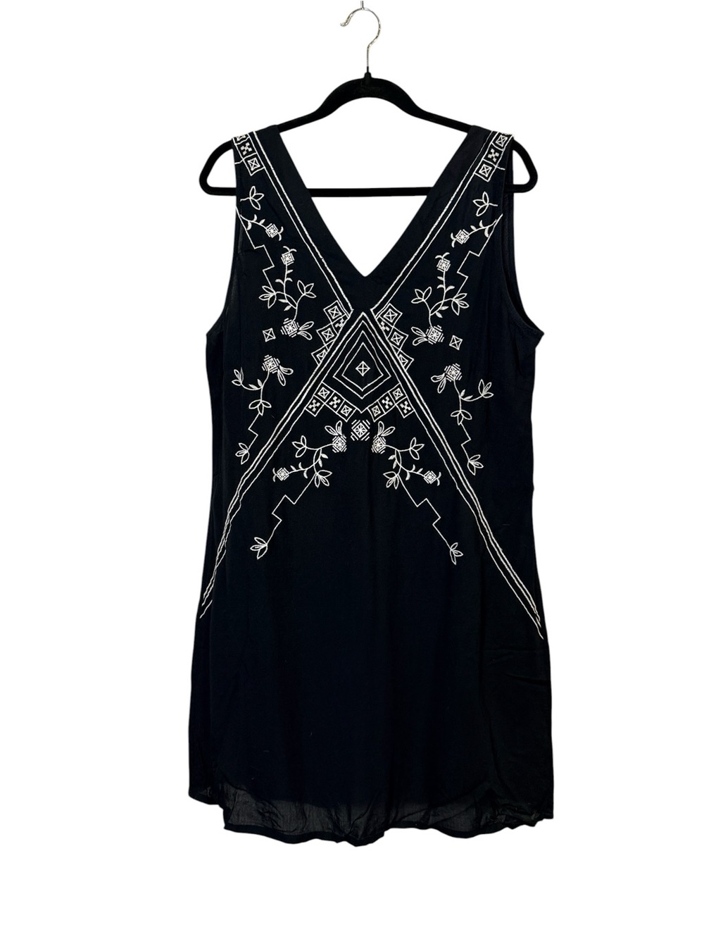 Roper Women’s Black Sleeveless Western Prairie Mini Dress with Embroidery sz L
